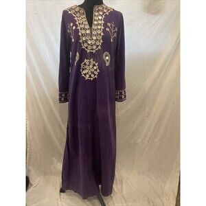 Vintage Ramona Rull Purple embroidered  Dress, Cotton, Hippie Festival 60’s Folk
